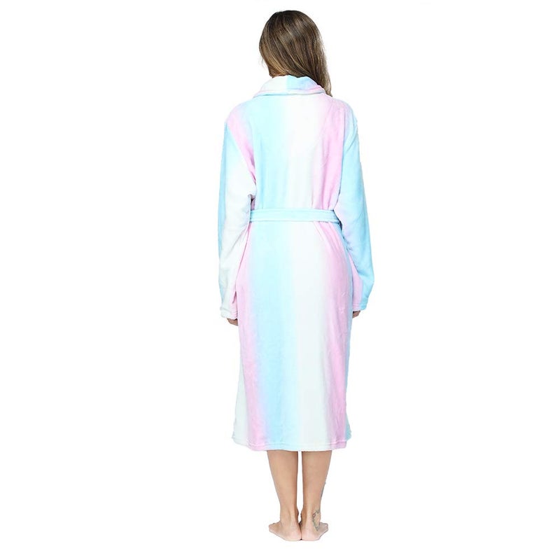 RONGTAI Womens Bathrobe Ladies Fleece Plush Warm Long Robes (XX-Large,Rainbow) - Image 2
